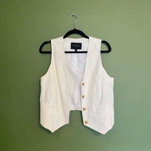 Linen Blend White Vest